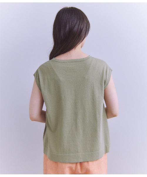 SIPULI（シプリ）の「［SNOW FLAKE COTTON］ フレンチスリーブニット（ニット/セーター・レディース・ブラック/カーキ・2）」の5枚目の写真