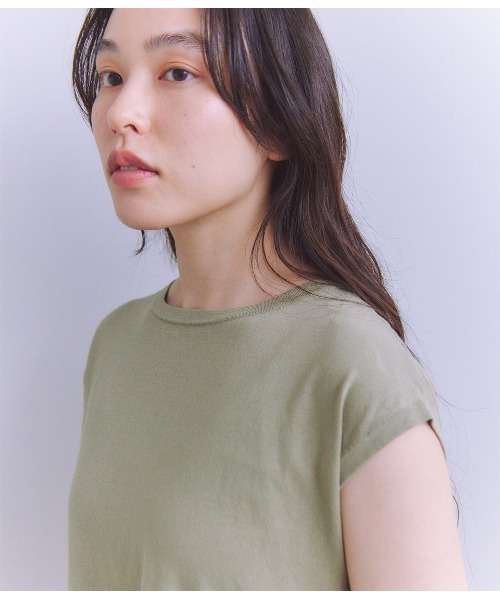 SIPULI（シプリ）の「［SNOW FLAKE COTTON］ フレンチスリーブニット（ニット/セーター・レディース・ブラック/カーキ・2）」の6枚目の写真