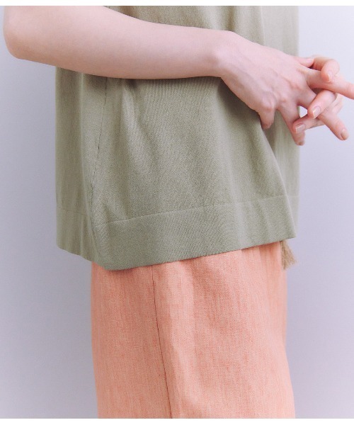 SIPULI（シプリ）の「［SNOW FLAKE COTTON］ フレンチスリーブニット（ニット/セーター・レディース・ブラック/カーキ・2）」の7枚目の写真