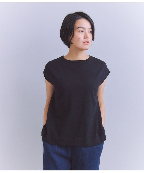 SIPULI（シプリ）の「［SNOW FLAKE COTTON］ フレンチスリーブニット（ニット/セーター・レディース・ブラック/カーキ・2）」の10枚目の写真