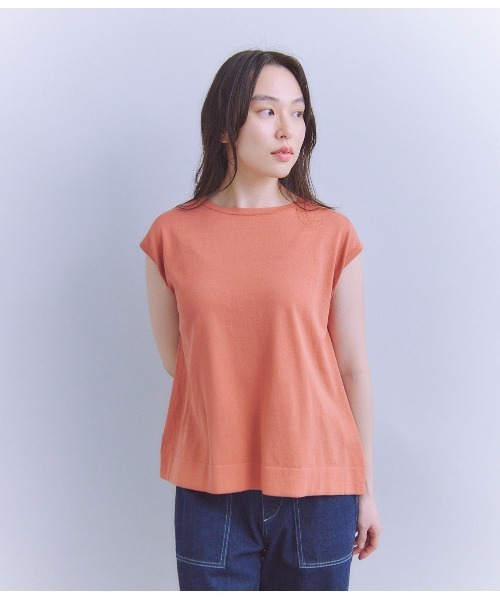 SIPULI（シプリ）の「［SNOW FLAKE COTTON］ フレンチスリーブニット（ニット/セーター・レディース・ブラック/カーキ・2）」の12枚目の写真