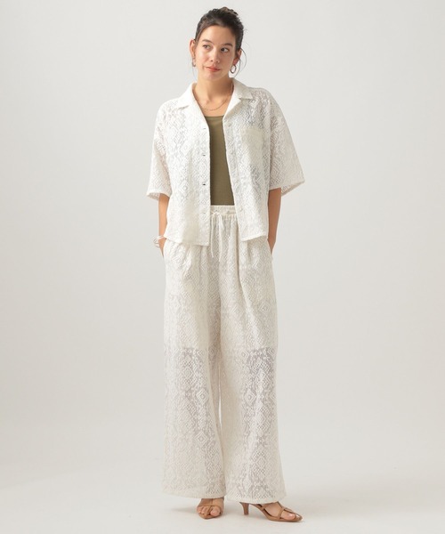 セール】オープンカラーレースシャツ（シャツ/ブラウス