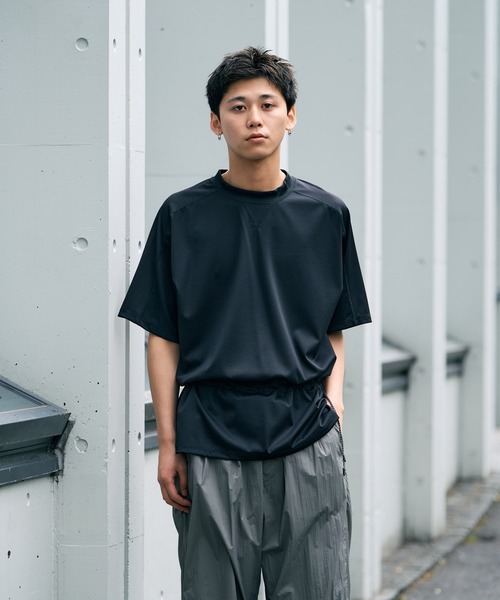 THE BOLDMAN(ザ ボールドマン)の「Drawcord Tee / ドローコードTシャツ(Tシャツ/カットソー・メンズ・ブラック/チャコールグレー・LARGE/MEDIUM)」の2枚目の写真