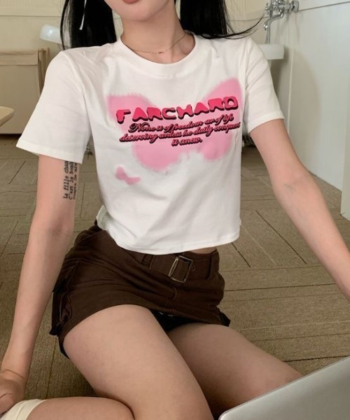 SHEENA(シーナ)の「バタフライロゴプリントショート丈Tシャツ(Tシャツ/カットソー・レディース・ホワイト/ブラック・M)」の13枚目の写真