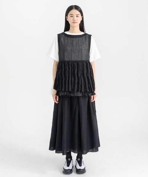 Bshop(ビショップ)の「eunoia | オーガンザレイヤードベスト WOMEN(ベスト・レディース・アイボリー/ブラック・ONE)」の4枚目の写真