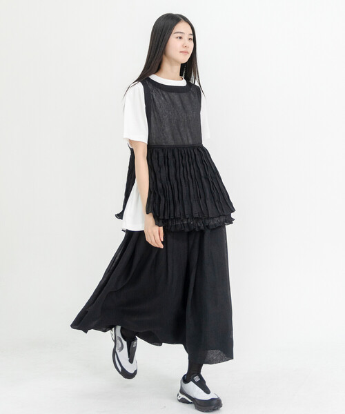 Bshop(ビショップ)の「eunoia | オーガンザレイヤードベスト WOMEN(ベスト・レディース・アイボリー/ブラック・ONE)」の5枚目の写真