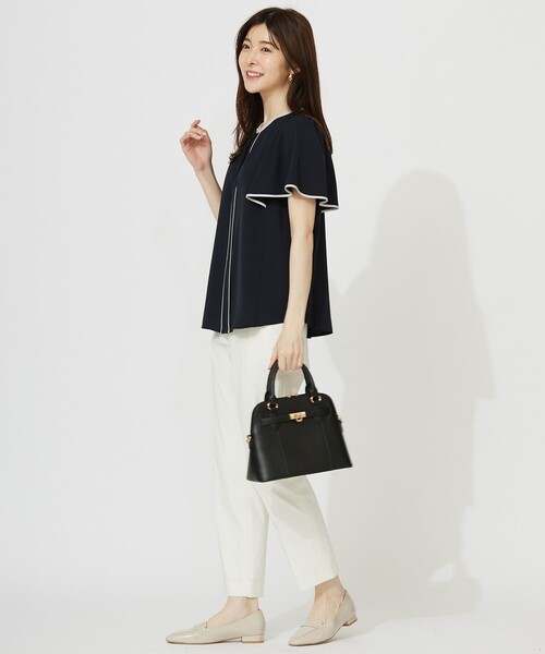 ブラウス シャツ バイカラーフレアブラウス レディース natural couture ブラウス シャツ バイカラーフレア袖ブラウス