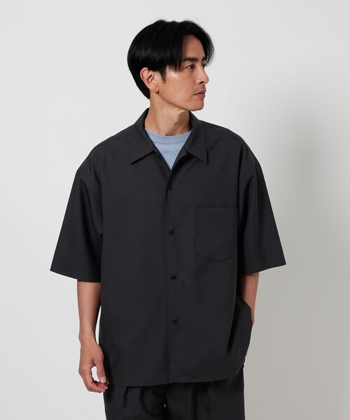 美品 koti B&Y メリノウール キャンプカラーショート スリーブシャツ L セール】＜koti BEAUTY&YOUTH＞ メリノウール キャンプカラー