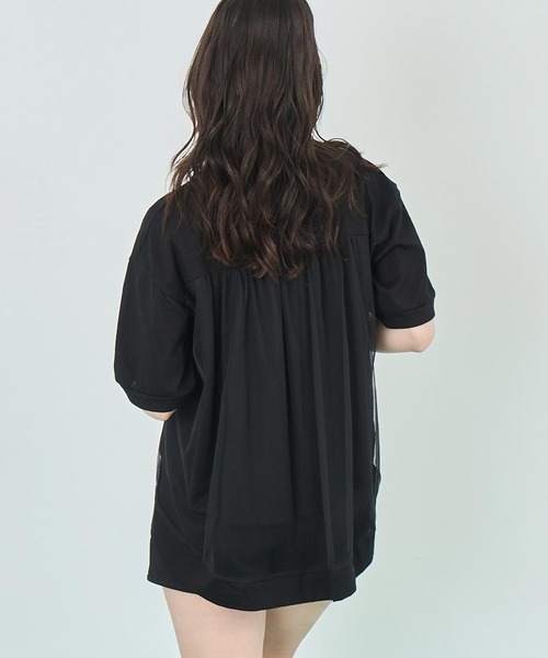 ANAP(アナップ)の「裾チュール シアー Tシャツ(Tシャツ/カットソー・レディース・ブラック/ホワイト・FREE)」の5枚目の写真