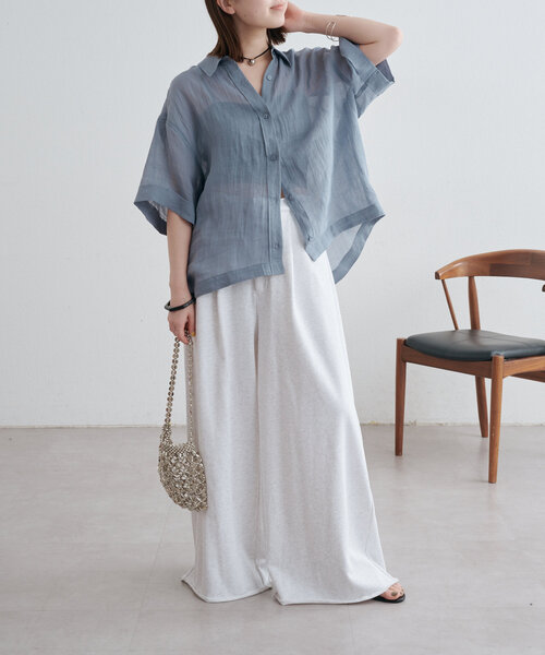 Mitosa OHGA アイボリー バルーンスリーブ シャツ JULLIN】 loose open collar stitch shirt / ルーズオープン