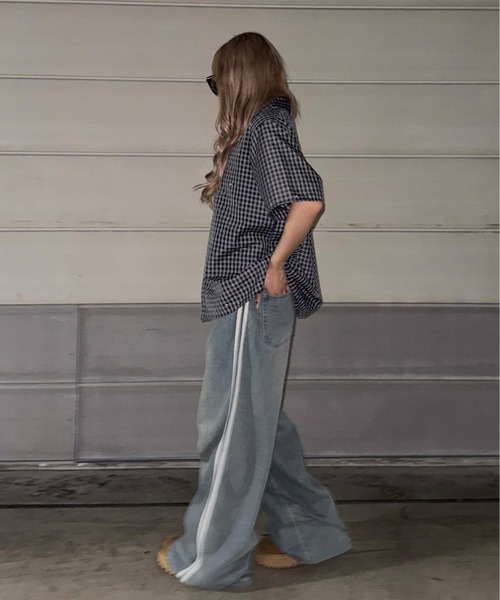 sedacle（セダクル）の「サイドラインバギーデニム（デニムパンツ・レディース・ライトインディゴブルー/ブラック・SMALL/MEDIUM/LARGE）」の18枚目の写真