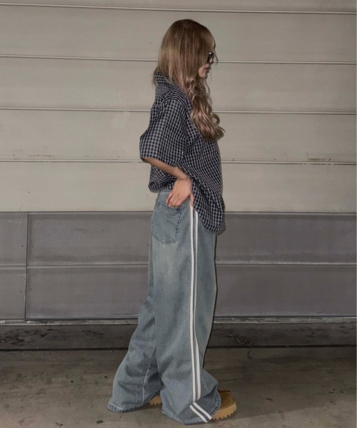 sedacle（セダクル）の「サイドラインバギーデニム（デニムパンツ・レディース・ライトインディゴブルー/ブラック・SMALL/MEDIUM/LARGE）」の20枚目の写真