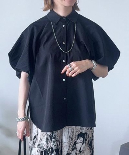 aquagarage(アクアガレージ)の「バルーンスリーブシャツブラウス(シャツ/ブラウス・レディース・ホワイト/ブラック/ネイビー・FREE)」の2枚目の写真