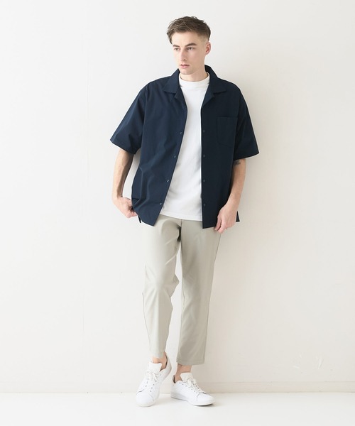 Blue Standard （ブルースタンダード）の「【Blue Standard:ブルースタンダード】エアースルーテック 快適メッシュ素材オープンカラーシャツ 通気性 吸水速乾 全方向ストレッチ クールビス オフィスカジュアル（シャツ/ブラウス・メンズ・カーキ/ブラック/ネイビー・MEDIUM/X-LARGE/LARGE）」の15枚目の写真