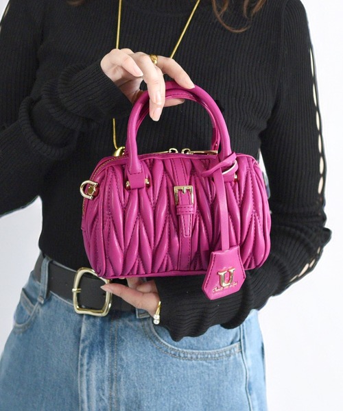 U(ユー)の「ムー ジュリア プティ ボストンバッグ(ボストンバッグ・レディース・フューシャピンク/ターコイズブルー/グリーン/アイボリー/グレー/シルバー/オリーブ/イエロー系その他/ブラック/ライム・FREE)」の9枚目の写真