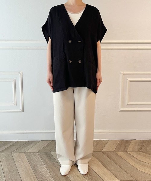 【PARIGOT】リネンライクダブルベスト リネンライクダブルボタンベスト（ベスト）｜Brown&Street
