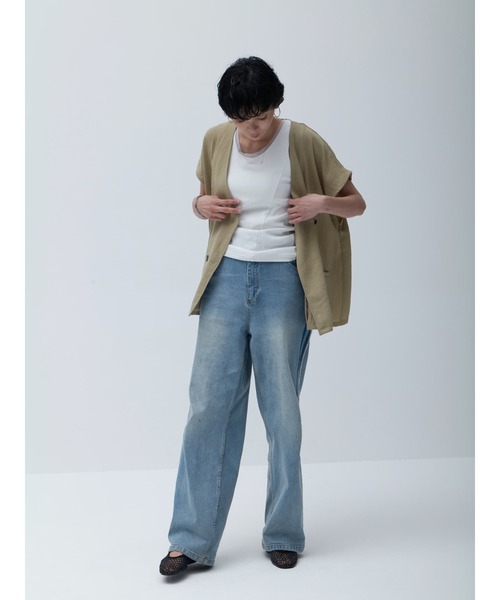 【PARIGOT】リネンライクダブルベスト リネンライクダブルボタンベスト（ベスト）｜Brown&Street