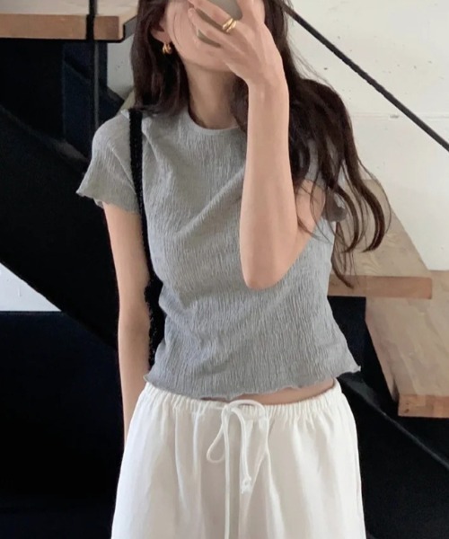 crinkle frill tops（Tシャツ/カットソー）｜Vipoa（ヴィポア）の