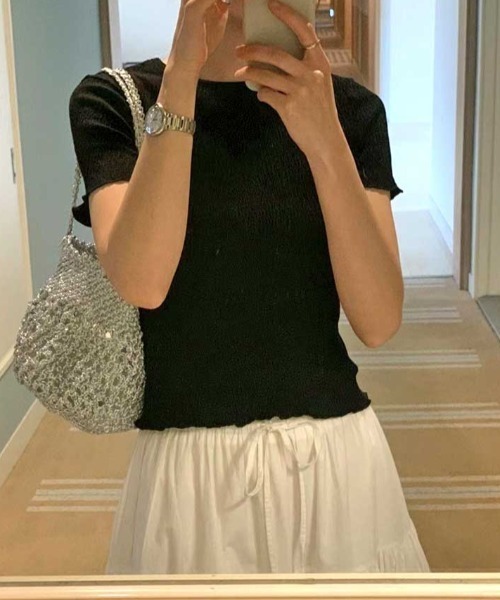 Vipoa(ヴィポア)の「crinkle frill tops(Tシャツ/カットソー・レディース・ブラック/ホワイト/グレー・FREE)」の21枚目の写真