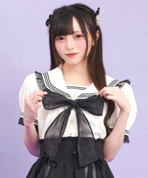 オーガンジーフリルセーラーカラーブラウス