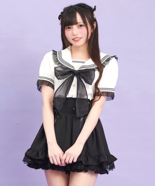 Secret Honey（シークレットハニー）の「オーガンジーフリルセーラーカラーブラウス（シャツ/ブラウス・レディース・オフホワイト・MEDIUM）」の3枚目の写真