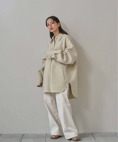 新品★TODAYFUL ウール混紡クリーム色ボタンシャツ WOOL SHIRTS JACKET|ウール シャツ ジャケットウール シャツ