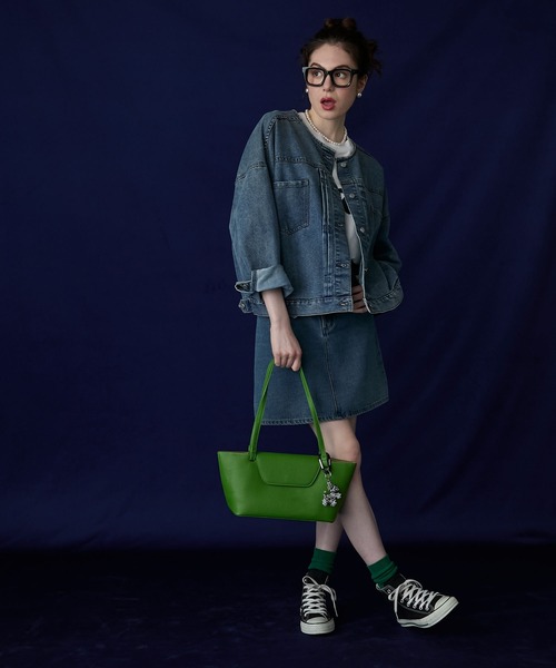 BONLECILL Marche(ボンルシールマルシェ)の「【BONLECILL Marche】《マチあり/ポーチ付き》フラップ付きロングハンドルバケツバッグ(ハンドバッグ・レディース・イエロー/レッド/グリーン/ブラウン・FREE)」の14枚目の写真
