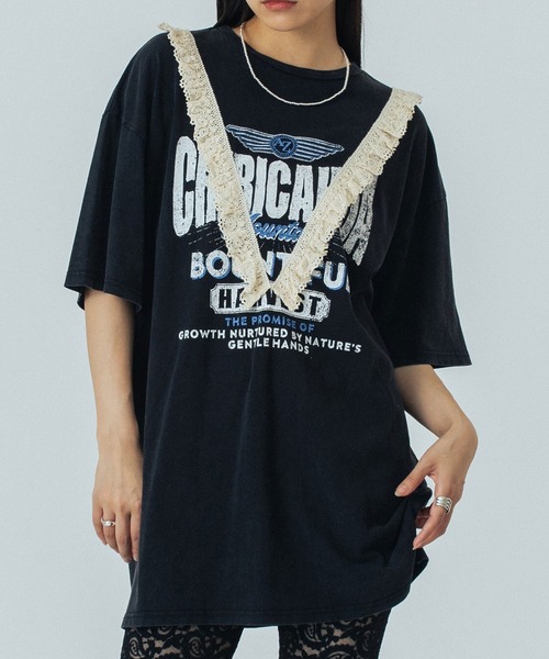 ROSE BUD(ローズバッド)の「LOGO S/S TEE(Tシャツ/カットソー・レディース・ブラック/ベージュ/バーガンディー・ONE SIZE)」の1枚目の写真