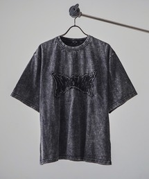 Y2K グランジ フェード加工 ロゴ刺繍 ワイドシルエット Tシャツ