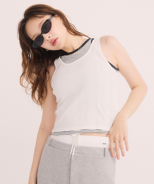 EIMY ISTOIRE(エイミーイストワール)の「miller レイヤードタンクトップ(タンクトップ・レディース・ブラック/ホワイト/その他35・F)」の4枚目の写真