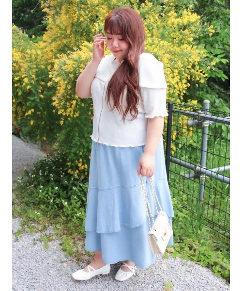 Re-J&SUPURE(リジェイアンドスプル)の「【大きいサイズ】【Kannaコラボ】デニムラッフルスカート(スカート・レディース・ネイビー/サックスブルー・XX-LARGE/XXX-LARGE/XXXX-LARGE)」の20枚目の写真