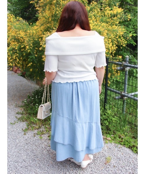 Re-J&SUPURE(リジェイアンドスプル)の「【大きいサイズ】【Kannaコラボ】デニムラッフルスカート(スカート・レディース・ネイビー/サックスブルー・XX-LARGE/XXX-LARGE/XXXX-LARGE)」の19枚目の写真