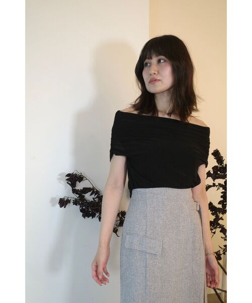 LAGUNAMOON（ラグナムーン）の「ノースリーブオフショルチュールトップス（Tシャツ/カットソー・レディース・サーモンピンク/ブラック/アイボリー・FREE）」の18枚目の写真