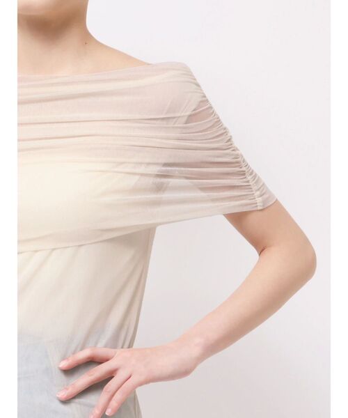 LAGUNAMOON（ラグナムーン）の「ノースリーブオフショルチュールトップス（Tシャツ/カットソー・レディース・サーモンピンク/ブラック/アイボリー・FREE）」の16枚目の写真