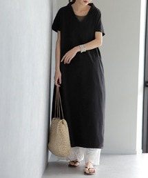 HUG.U（ハグユー）の「すっきり襟Tシャツワンピ（ワンピース）」