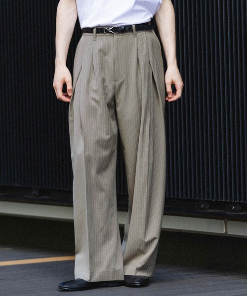 HARE ストライプディープタックワイドストレートパンツ ストライプディープタックワイドストレートパンツ(HARE