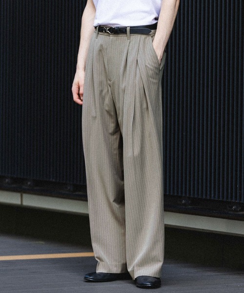 HARE（ハレ）の「ストライプディープタックワイドストレートパンツ(HARE)（スラックス・メンズ・ブラック系/グレー系/ブラック系その他/グレー系その他・SMALL/MEDIUM）」の18枚目の写真