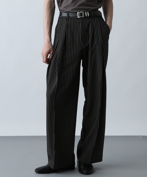 HARE（ハレ）の「ストライプディープタックワイドストレートパンツ(HARE)（スラックス・メンズ・ブラック系/グレー系/ブラック系その他/グレー系その他・SMALL/MEDIUM）」の16枚目の写真