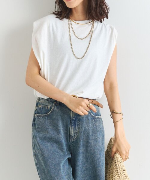 un dix cors（アンディコール）の「《大人のこなれカジュアルに》綿麻混肩タックプルオーバー（Tシャツ/カットソー・レディース・ブラック/オフホワイト/チャコールグレー・FREE）」の2枚目の写真