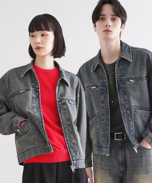 tk.TAKEO KIKUCHI(ティーケータケオキクチ)の「デニムブルゾン(デニムジャケット・メンズ・ブラウン系その他/ブルー・02/03)」の2枚目の写真