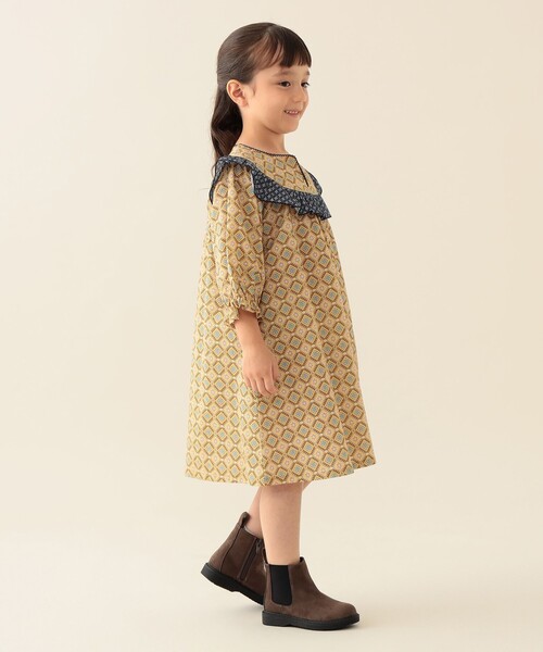 BEAMS mini（ビームスミニ）の「総柄 フリル ワンピース 2025FW（90～140cm）（ワンピース・キッズ・ネイビー/イエロー・90/100/110/120/130/140）」の6枚目の写真