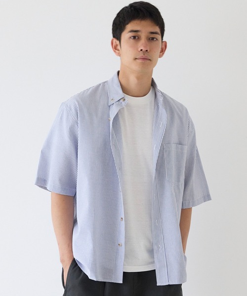 coca(coca)(コカ)の「オックスボタンダウン半袖シャツ(シャツ/ブラウス・メンズ・ブラック/ストライプ/ネイビー/ホワイト・L/M/XL)」の4枚目の写真