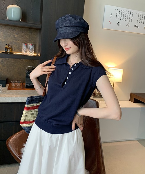 molli　モリ　マルチカラーニット　23SS ニットコレクション　半袖　サマー セール】【Snap club】 カラーマルチボーダー ビックシルエット