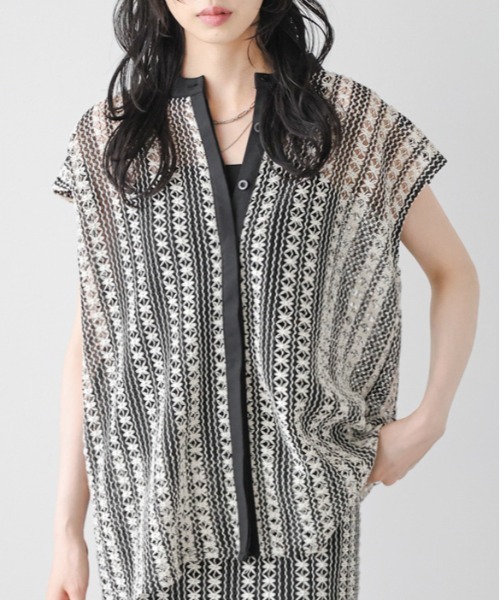 AMELY(エミリー)の「クロシェレース セットアップ(セットアップ・レディース・ホワイト/グリーン/ブラウン・フリー)」の4枚目の写真