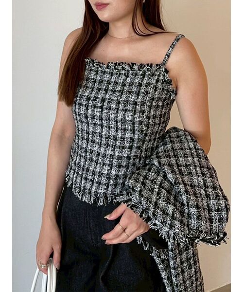 LAGUNAMOON（ラグナムーン）の「テープヤーンツイードキャミソール（キャミソール・レディース・ブラック/アイボリー・FREE）」の8枚目の写真