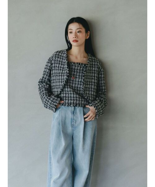 LAGUNAMOON（ラグナムーン）の「テープヤーンツイードキャミソール（キャミソール・レディース・ブラック/アイボリー・FREE）」の9枚目の写真