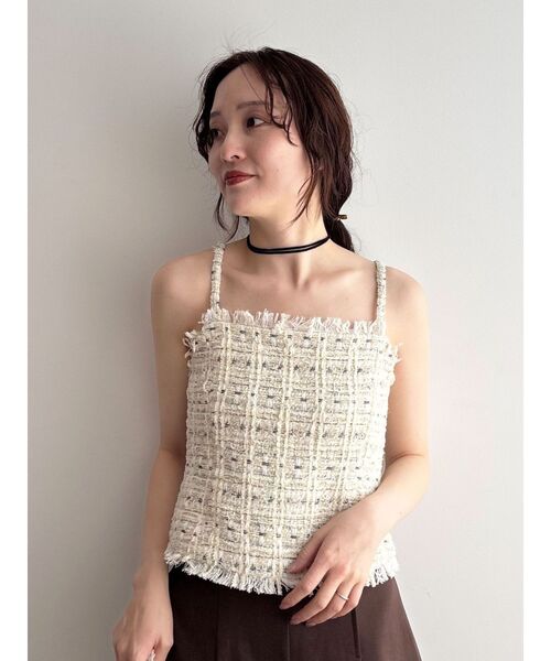 LAGUNAMOON（ラグナムーン）の「テープヤーンツイードキャミソール（キャミソール・レディース・ブラック/アイボリー・FREE）」の11枚目の写真