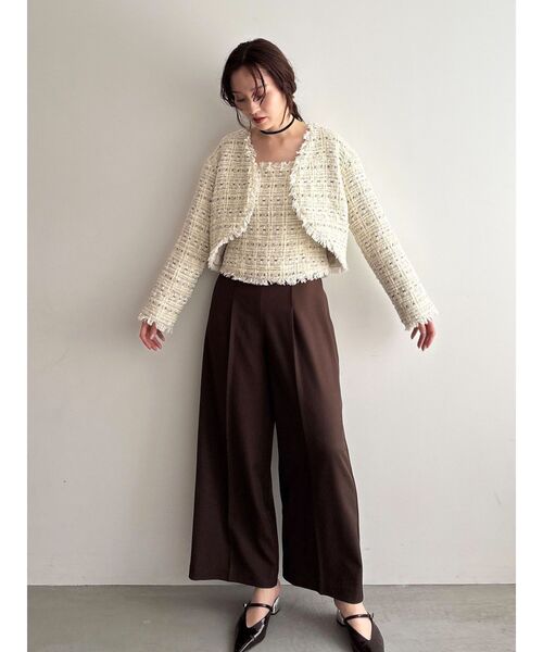 LAGUNAMOON（ラグナムーン）の「テープヤーンツイードキャミソール（キャミソール・レディース・ブラック/アイボリー・FREE）」の14枚目の写真