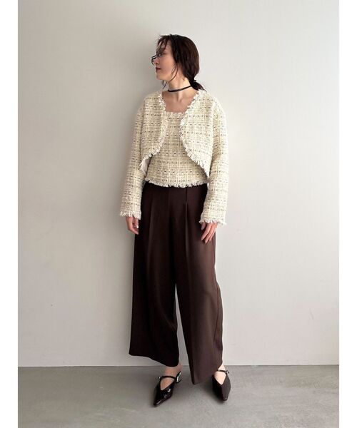 LAGUNAMOON（ラグナムーン）の「テープヤーンツイードキャミソール（キャミソール・レディース・ブラック/アイボリー・FREE）」の15枚目の写真