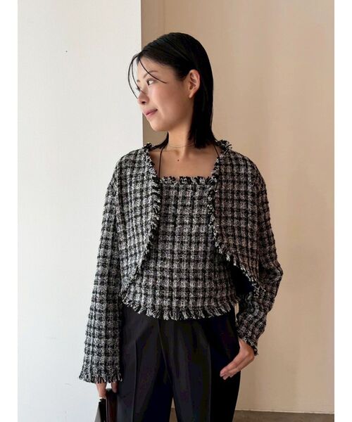 LAGUNAMOON（ラグナムーン）の「テープヤーンツイードキャミソール（キャミソール・レディース・ブラック/アイボリー・FREE）」の22枚目の写真